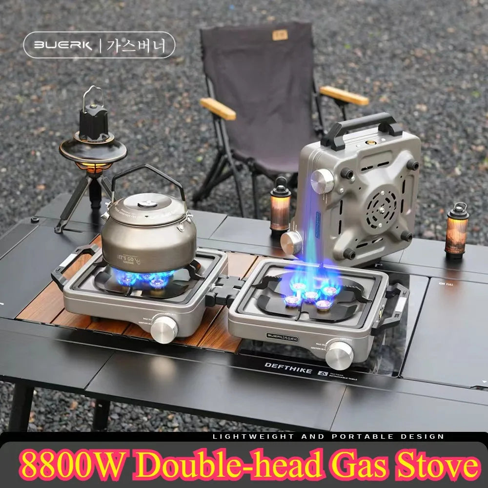 BUERK 8800W High Power Double Burner Camping Gas Stove