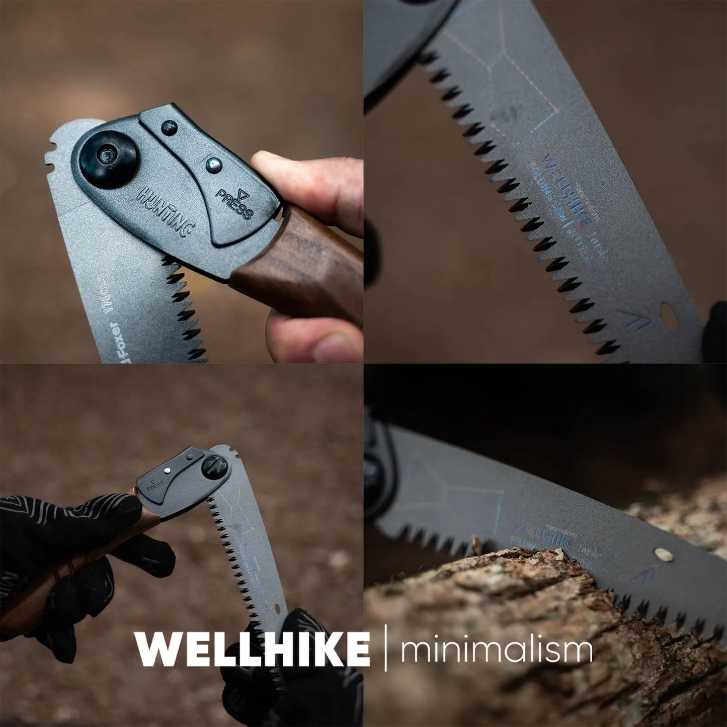 WELLHIKE Orion Curved Handle Folding Saw-Imported SK85 Steel Hand Saw Outdoor Bushcraft, Camping&Gardening Walnut Wood Handle