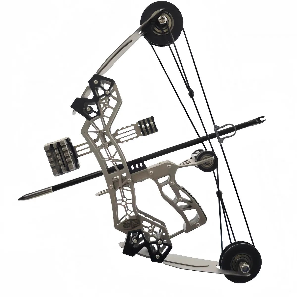 Mini Compound Bow Toy Indoor and Outdoor Shooting Archery Hunting Pulley Decompression Bow and 4 Arrows 304 Stainless Steel