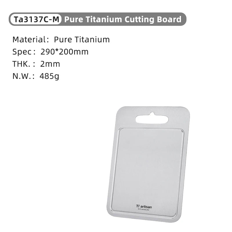 Tiartisan 2mm Thickened Pure Titanium Kitchen Cutting Board Outdoor Camping Double-Sided Sturdy Chopping Board With Juice Groove