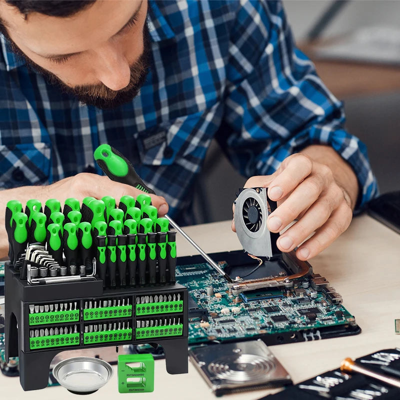 100pcs Screwdriver Set Insulated Magnetic Screwdriver Tool With Plastic Holder
