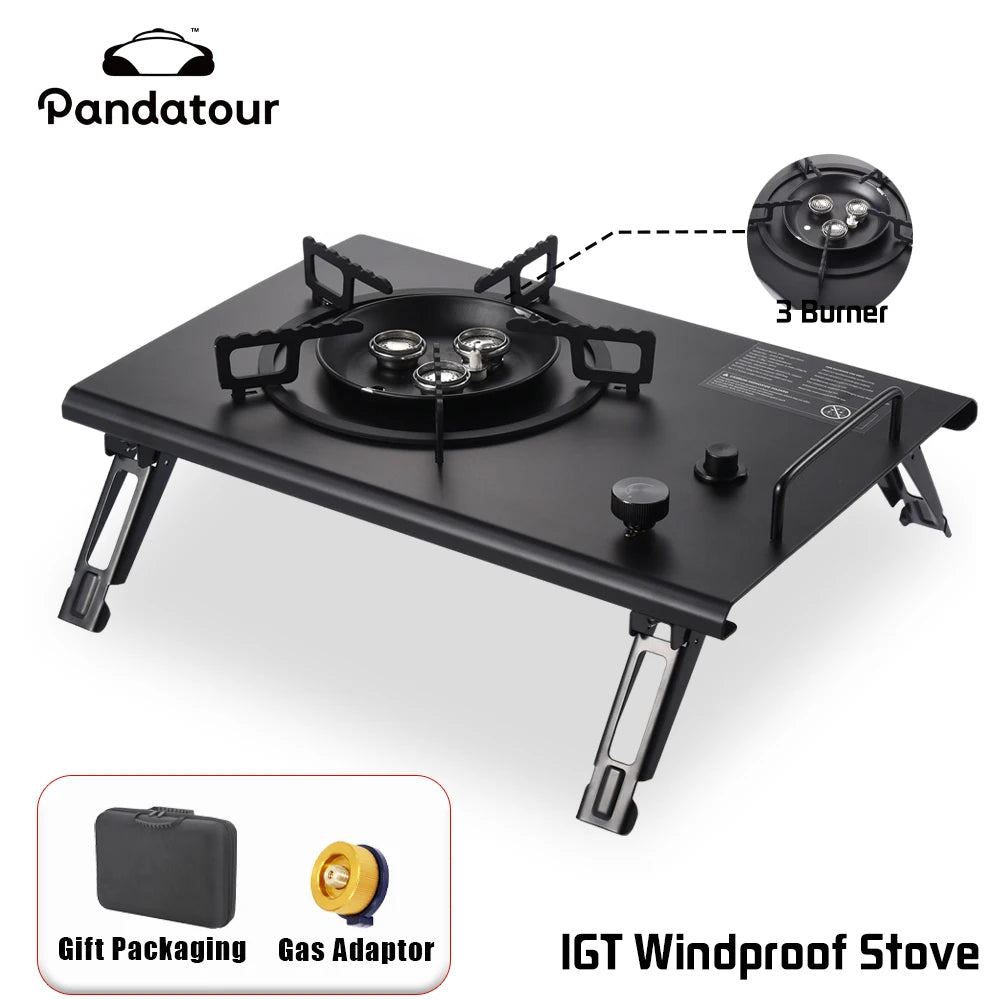 Pandatour IGT One-Unit Gas Stove Folding Easy Equiped CampingTable Stove Adjustable Equipped Barbecue Picnic Stove Burner