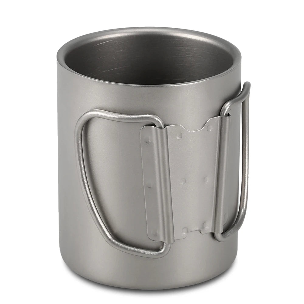 Tomshoo 220/350/450/600ml Double Layer Titanium Water Cup Coffee Tea Mug for Home Outdoor Camping Hiking Backpacking Picnic