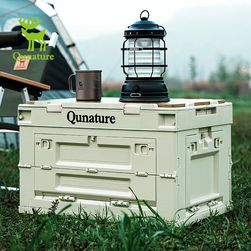 Qunature Camping Storage Box 60L Large Capacity Folding 26L Outdoor Garden Tools Portable Travel Picnic PP Sundry Box