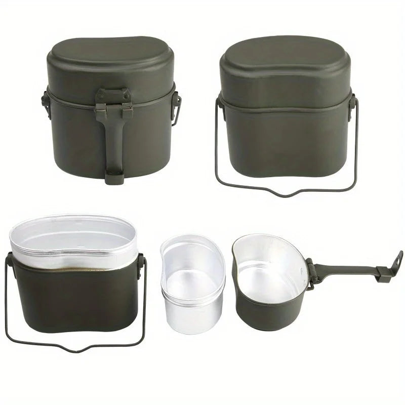 3PCS Portable Folding Travel Lunch Box Vintage Nostalgic Outdoor Multi-functional Lunch Box Set Water and Food Container