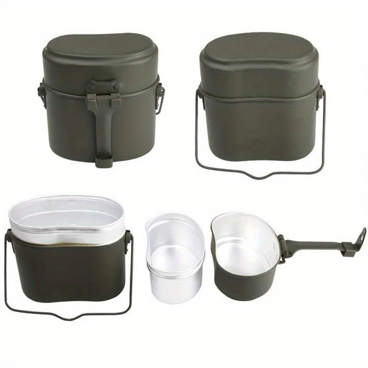 3PCS Portable Folding Travel Lunch Box Vintage Nostalgic Outdoor Multi-functional Lunch Box Set Water and Food Container