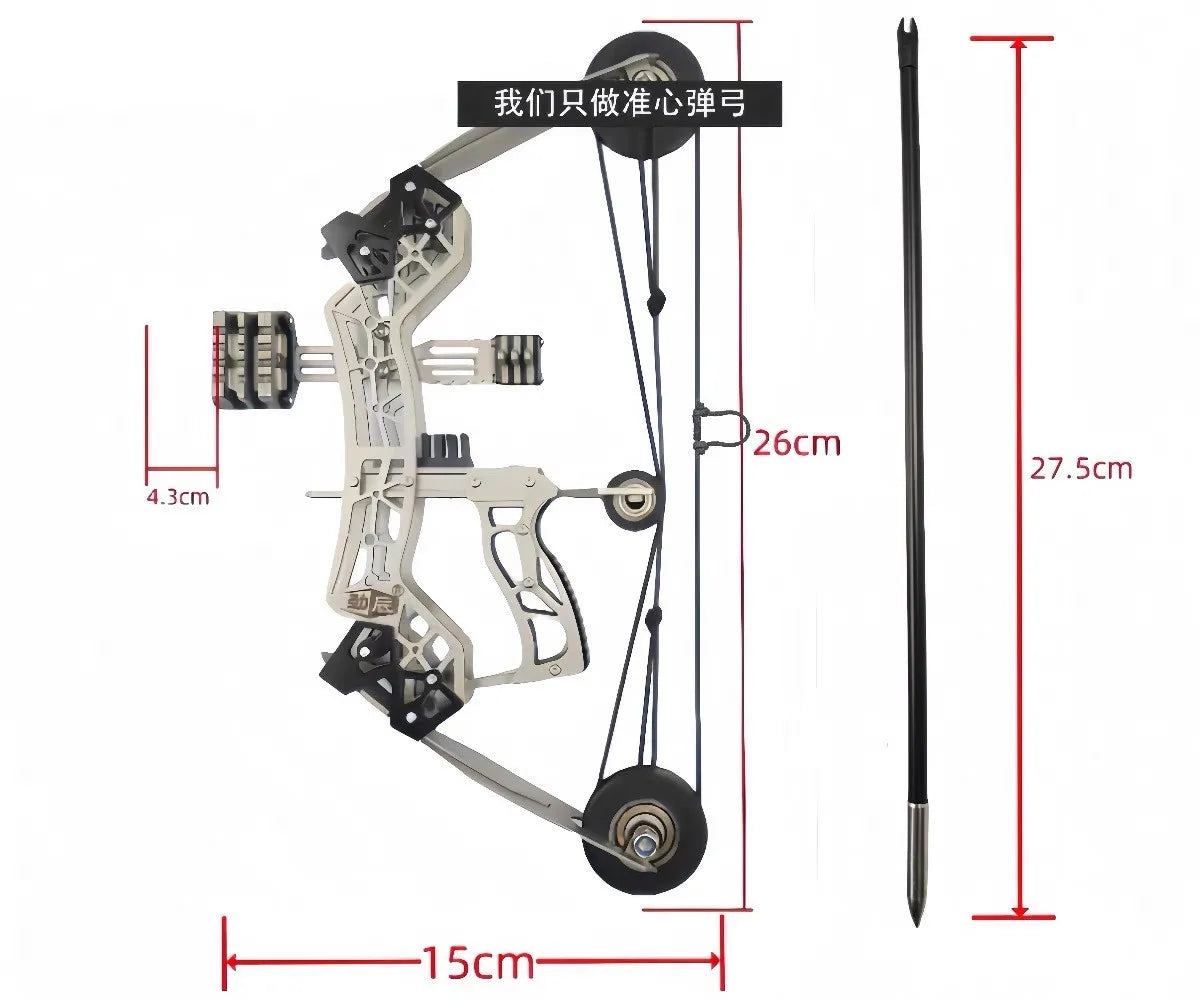 Mini Compound Bow Toy Indoor and Outdoor Shooting Archery Hunting Pulley Decompression Bow and 4 Arrows 304 Stainless Steel