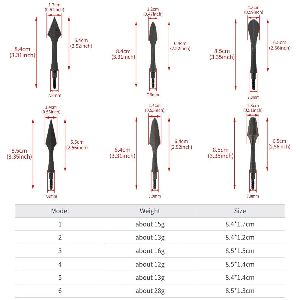 Hunting Arrowheads 6Pcs, High Carbon Steel Sharp Broadheads, Durable Hunting Tips for OD 7.8mm Arrow Shaft, Ideal for Archery Hunting & Target Shooting Accessories