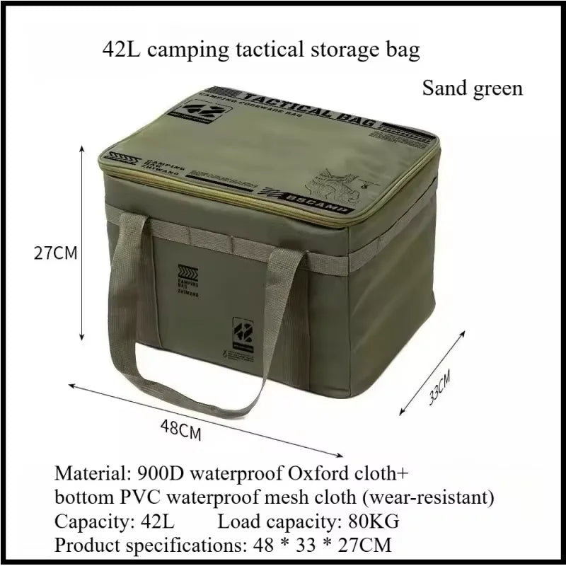 Insulated folding box 42L - Tactical camping storage bag - Waterproof picnic utensils - Outdoor equipment organizing box