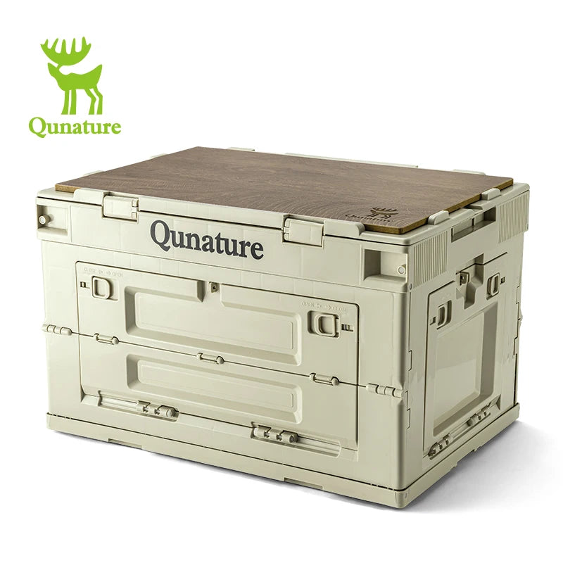 Qunature Camping Storage Box 60L Large Capacity Folding 26L Outdoor Garden Tools Portable Travel Picnic PP Sundry Box