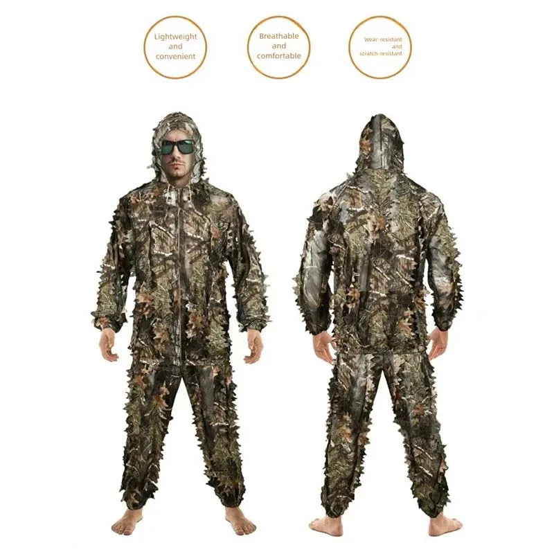 Summer Bionic Camouflage Hunting Suit Quick-Dry Breathable Outdoor Bird Watching Real CS Game Training Clothes