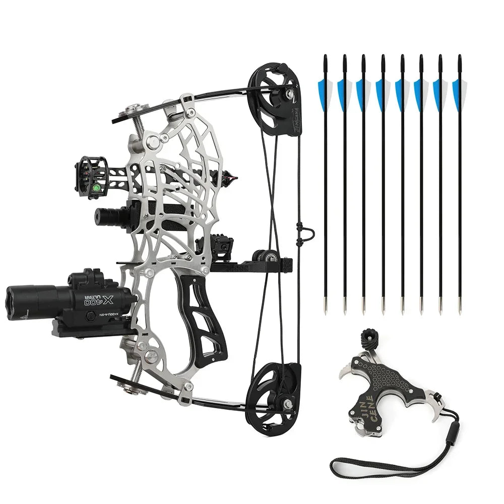 Archery Compound Bow 15-32lbs Adjustable Pulley Bow Right Hand Carbon Fiber Grip Target Practice Shooting Beginners Teen Youth