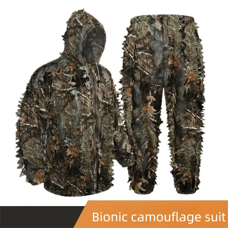 Summer Bionic Camouflage Hunting Suit Quick-Dry Breathable Outdoor Bird Watching Real CS Game Training Clothes