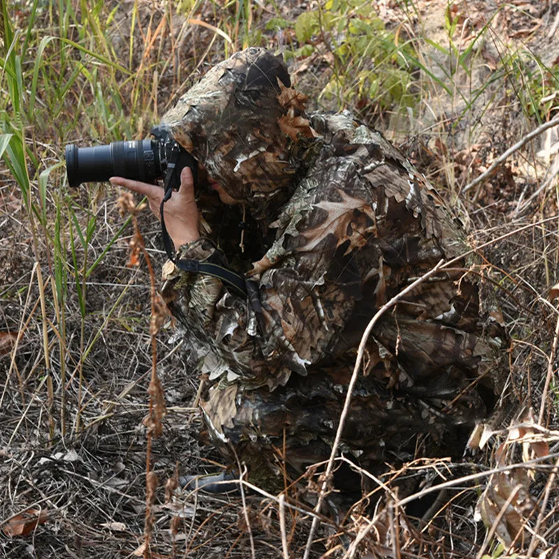 Summer Bionic Camouflage Hunting Suit Quick-Dry Breathable Outdoor Bird Watching Real CS Game Training Clothes