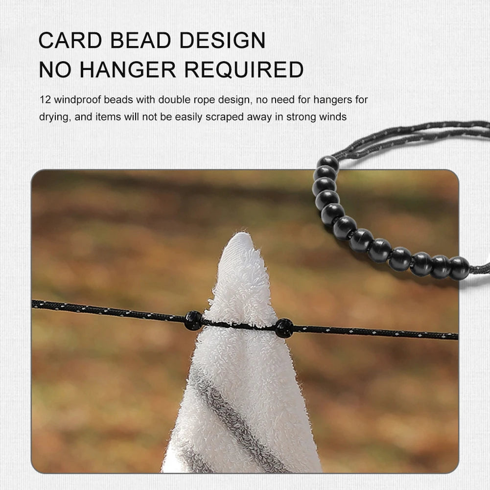 Camping Stretch Clothesline With 12 Clips Hanging Laundry Drying Rope Portable Travel Clothesline Cord for Hotel Trip Cruise