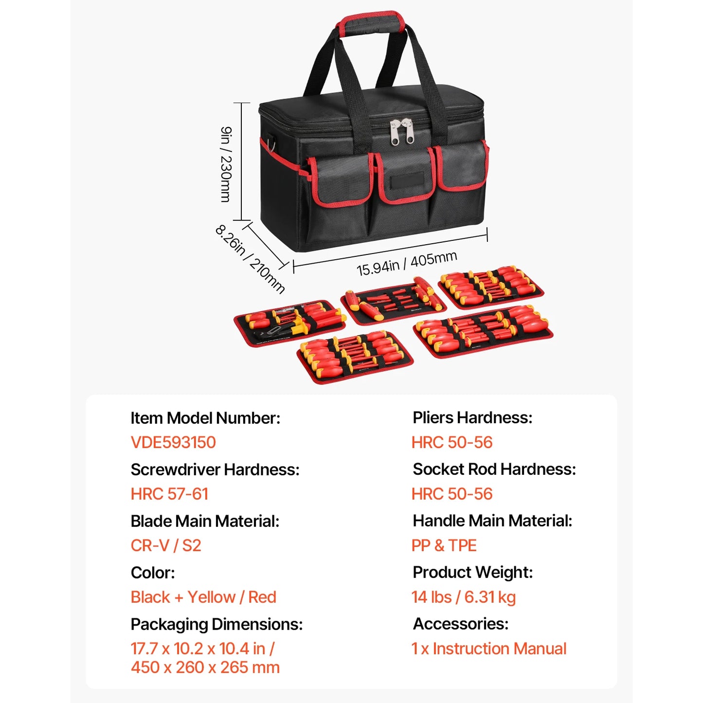 SucceBuy Insulated Screwdriver Set Professional Electrical Screwdriver Set 1000V Insulated Electrician Tool Set Magnetic Phillip