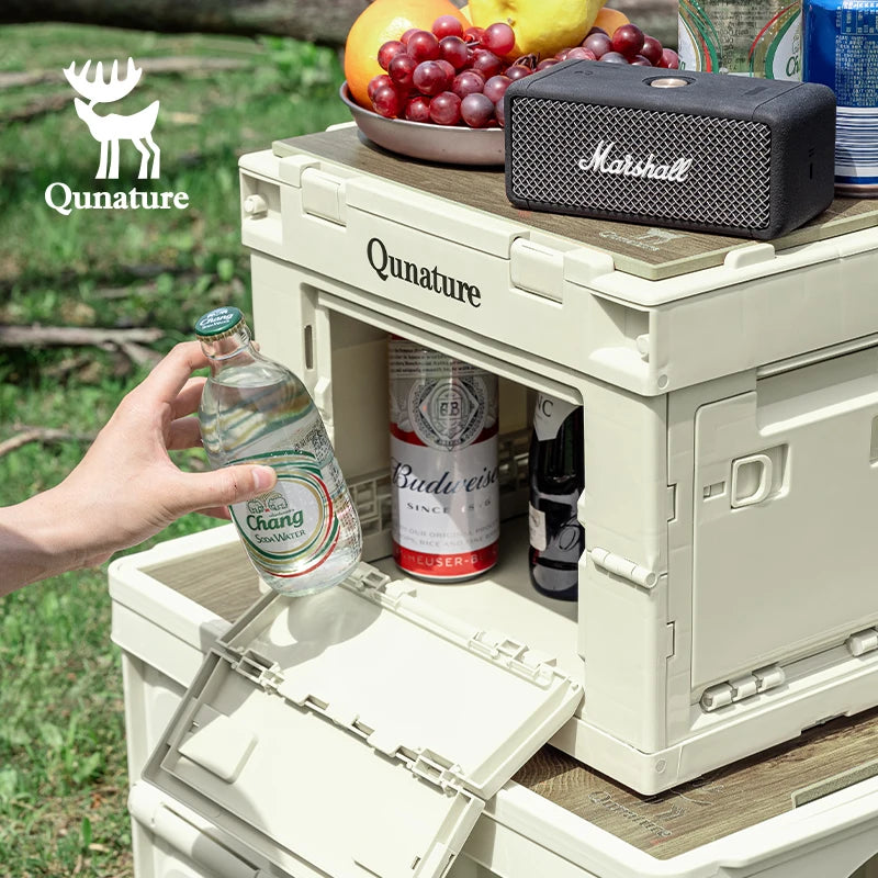 Qunature Camping Storage Box 60L Large Capacity Folding 26L Outdoor Garden Tools Portable Travel Picnic PP Sundry Box