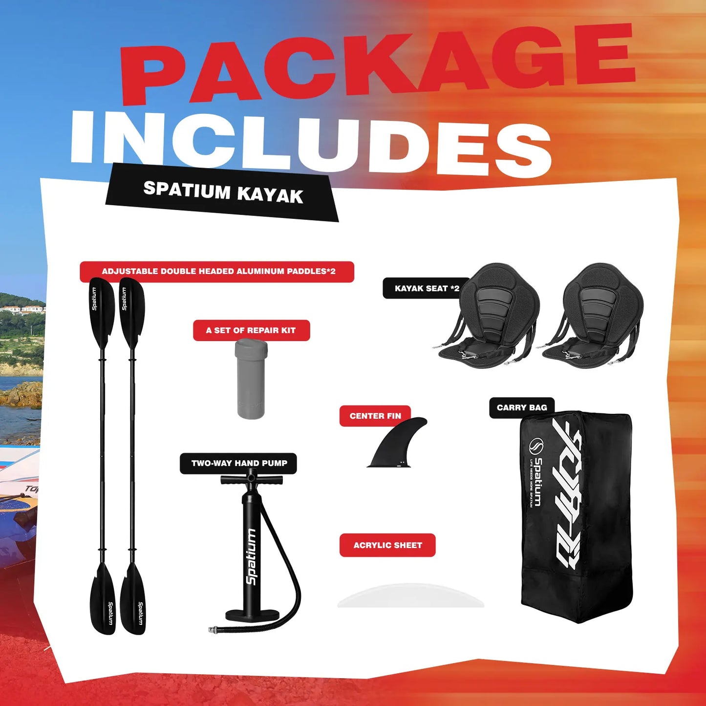 Spatium 2-3 Persons Inflatable Kayak Canoe High Strength DropStitch Floor Inflatable Kayak For Fishing