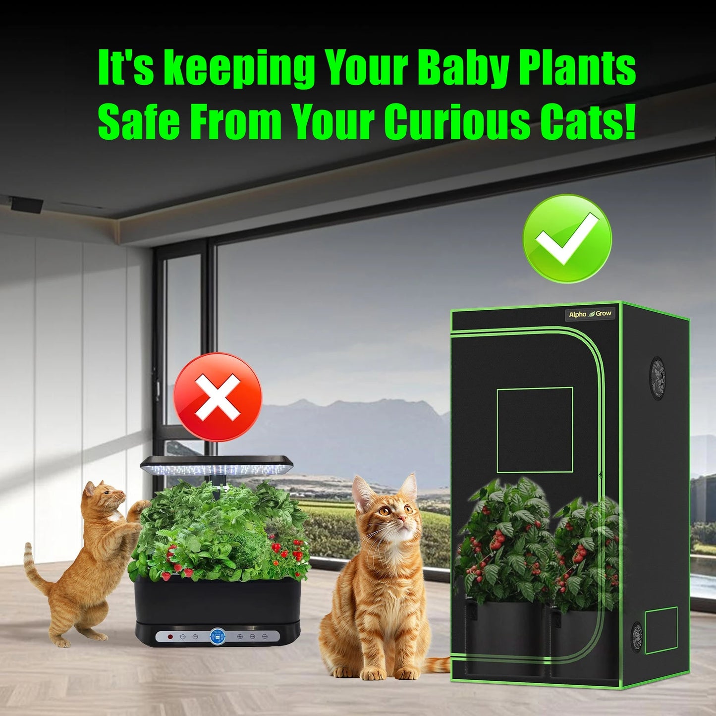ALPHAGROW Grow Tents 2x2/3x3/4x2/4x4 Ft Compact - 100% Reflective 1680D Mylar Hydroponic System