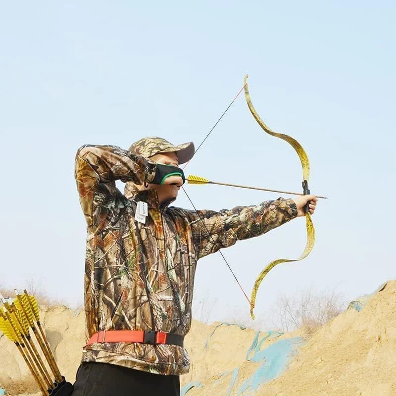 Mixed Carbon Arrows 31.5 Inch Spine 500 Camo Color ID6.2mm 100 Grain Tips with Turkey Feathers for Compound Recurve Bow Hunting Shooting