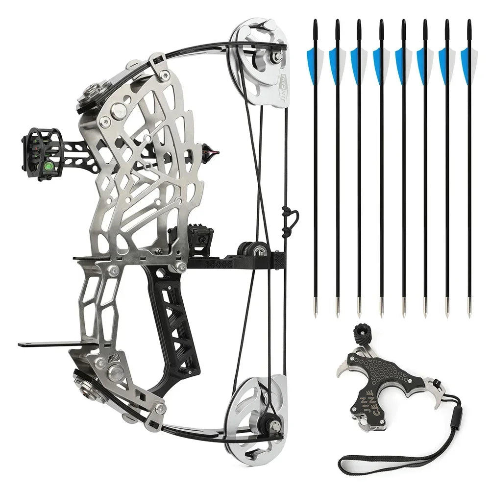 Archery Compound Bow 15-32lbs Adjustable Pulley Bow Right Hand Carbon Fiber Grip Target Practice Shooting Beginners Teen Youth