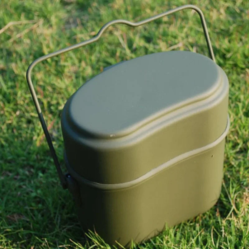 3PCS Portable Folding Travel Lunch Box Vintage Nostalgic Outdoor Multi-functional Lunch Box Set Water and Food Container