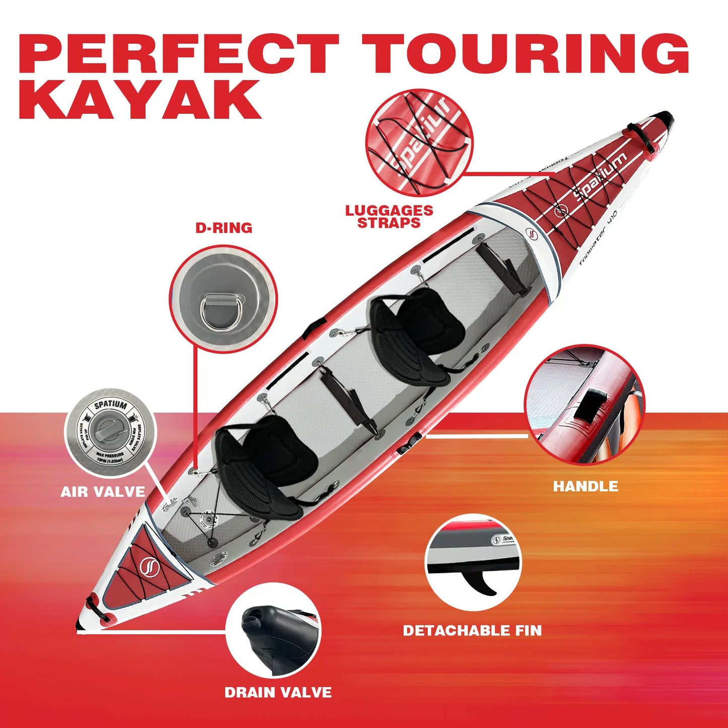 Spatium 2-3 Persons Inflatable Kayak Canoe High Strength DropStitch Floor Inflatable Kayak For Fishing