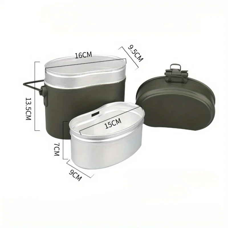 3PCS Portable Folding Travel Lunch Box Vintage Nostalgic Outdoor Multi-functional Lunch Box Set Water and Food Container