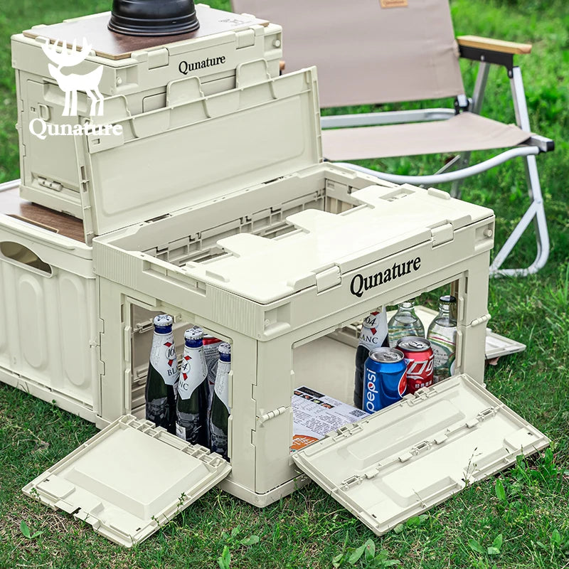 Qunature Camping Storage Box 60L Large Capacity Folding 26L Outdoor Garden Tools Portable Travel Picnic PP Sundry Box