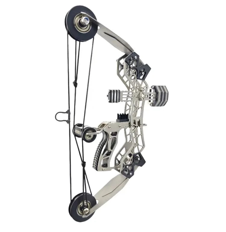 Mini Compound Bow Toy Indoor and Outdoor Shooting Archery Hunting Pulley Decompression Bow and 4 Arrows 304 Stainless Steel