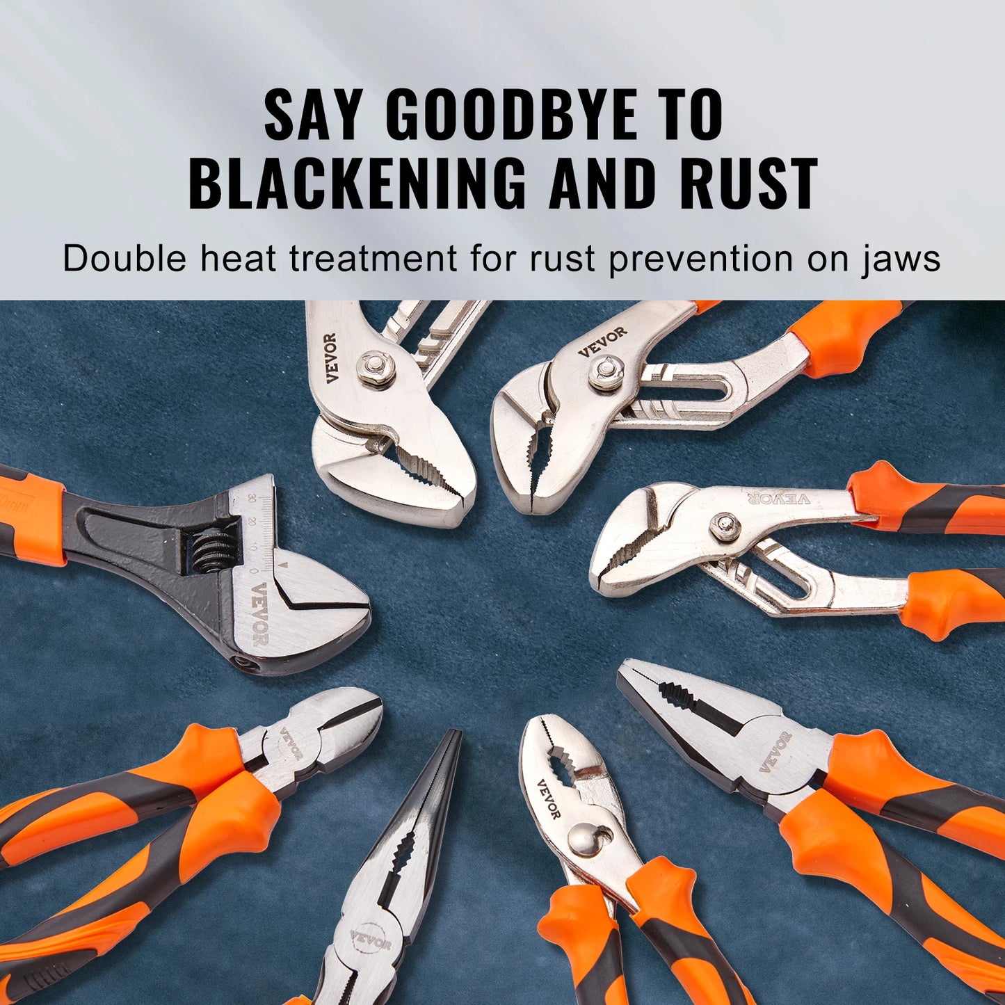 8-Piece Pliers Set High Carbon Steel 12"/10"/8" Groove Joint Pliers 8" Linesman's Pliers 8" Long Nose Pliers