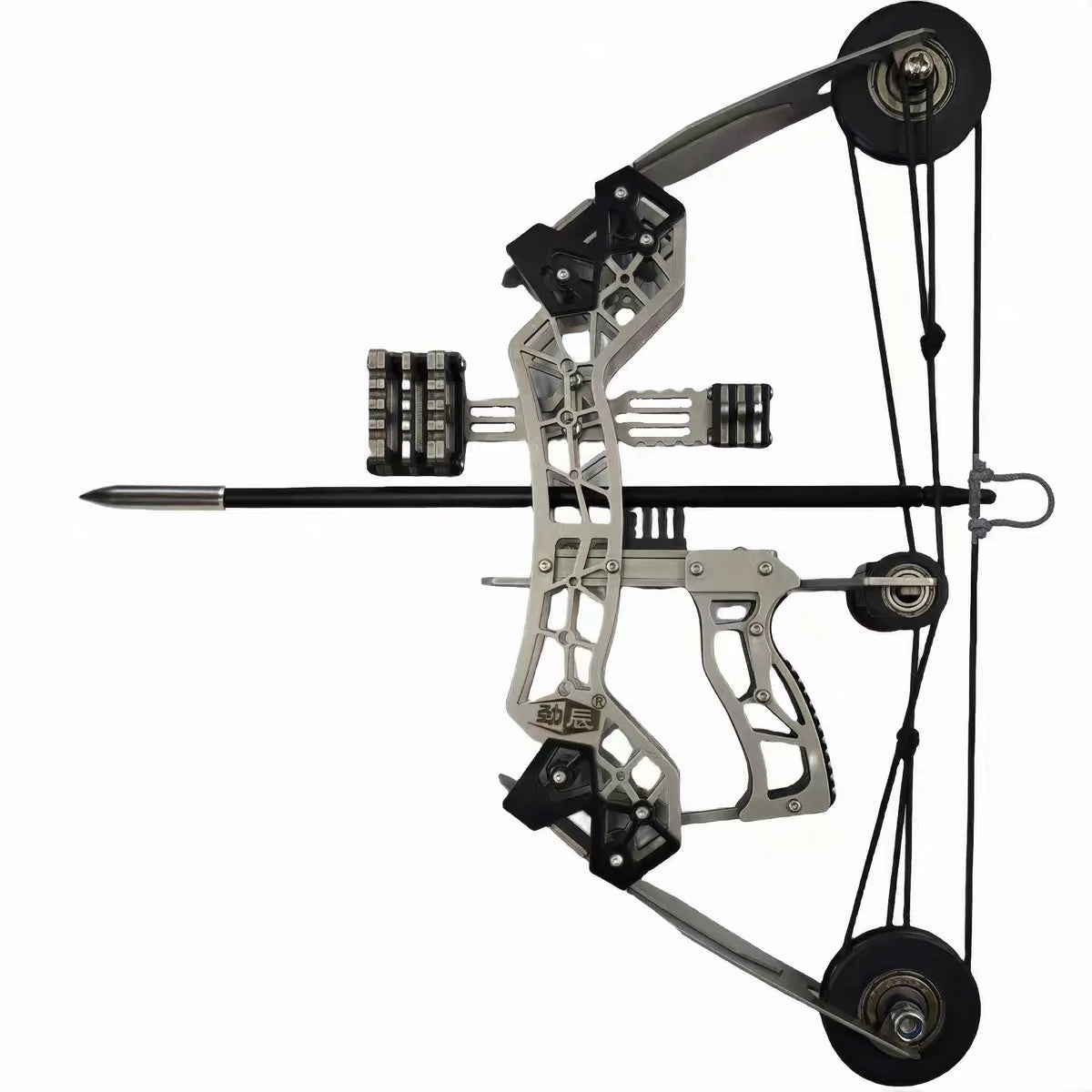 Mini Compound Bow Toy Indoor and Outdoor Shooting Archery Hunting Pulley Decompression Bow and 4 Arrows 304 Stainless Steel