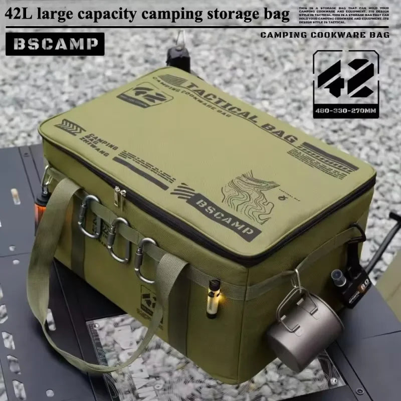 Insulated folding box 42L - Tactical camping storage bag - Waterproof picnic utensils - Outdoor equipment organizing box