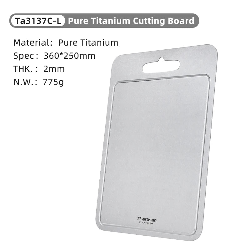 Tiartisan 2mm Thickened Pure Titanium Kitchen Cutting Board Outdoor Camping Double-Sided Sturdy Chopping Board With Juice Groove