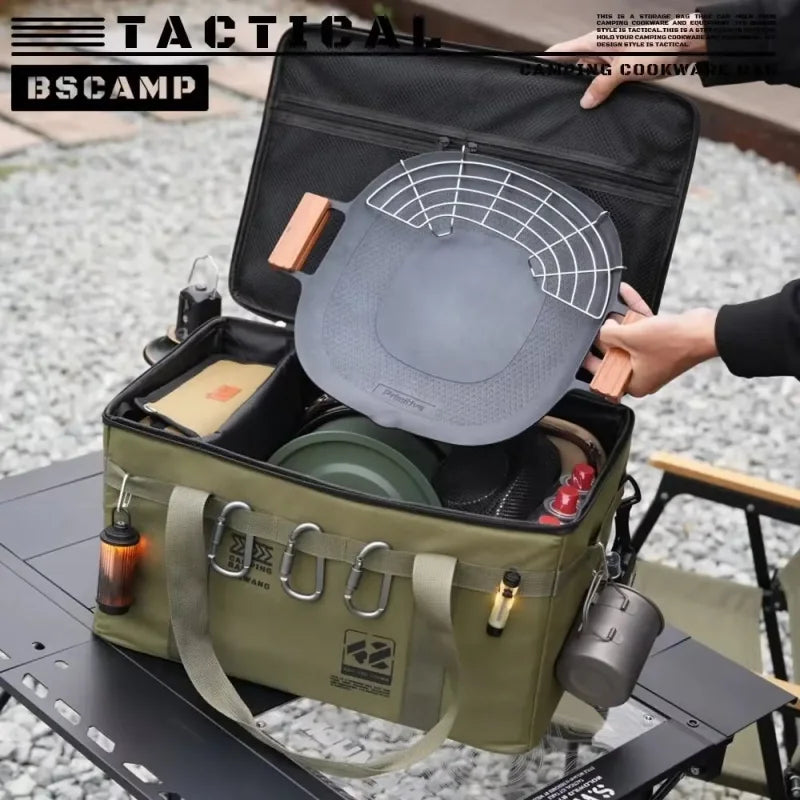 Insulated folding box 42L - Tactical camping storage bag - Waterproof picnic utensils - Outdoor equipment organizing box