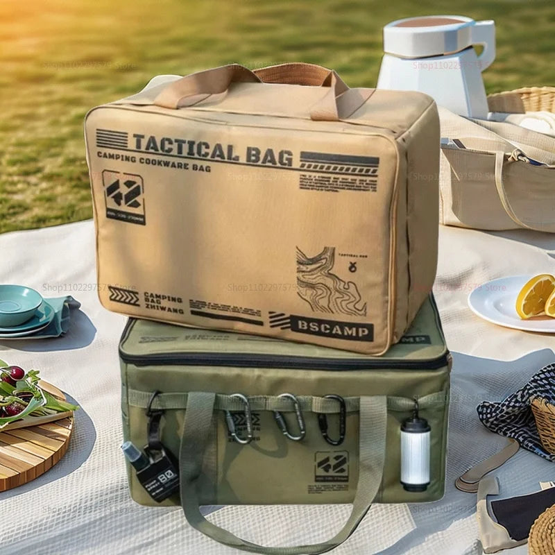 Insulated folding box 42L - Tactical camping storage bag - Waterproof picnic utensils - Outdoor equipment organizing box