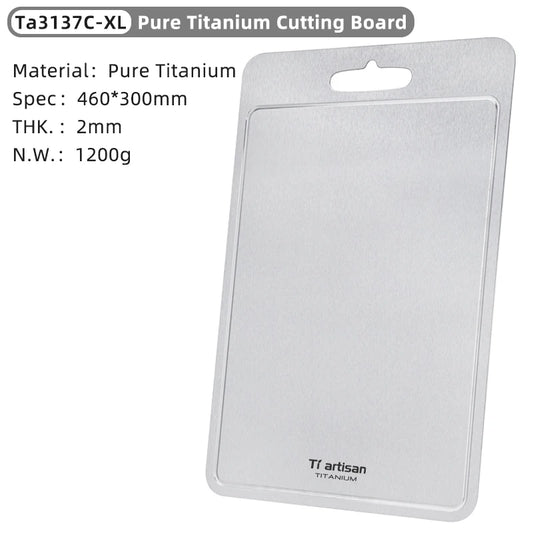 Tiartisan 2mm Thickened Pure Titanium Kitchen Cutting Board Outdoor Camping Double-Sided Sturdy Chopping Board With Juice Groove