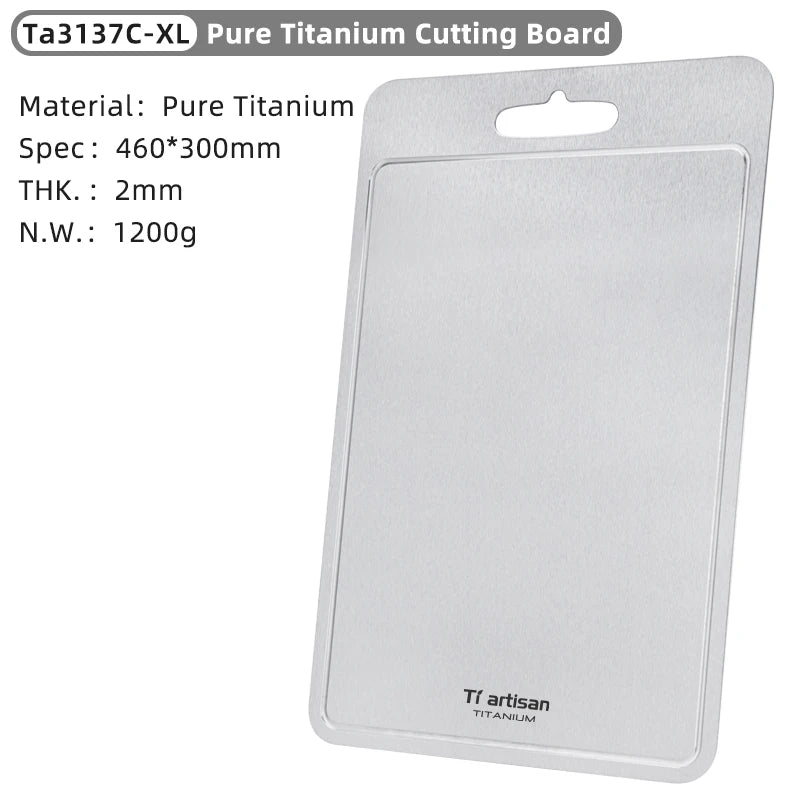 Tiartisan 2mm Thickened Pure Titanium Kitchen Cutting Board Outdoor Camping Double-Sided Sturdy Chopping Board With Juice Groove