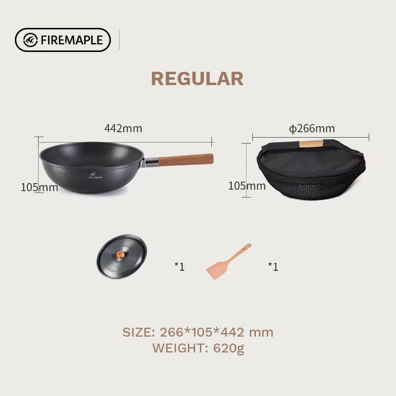 Fire-Maple Camping Wok Lightweight Frying Pan Stew Pot Bag Included Camping Cookware Outdoor Cooking Utensils