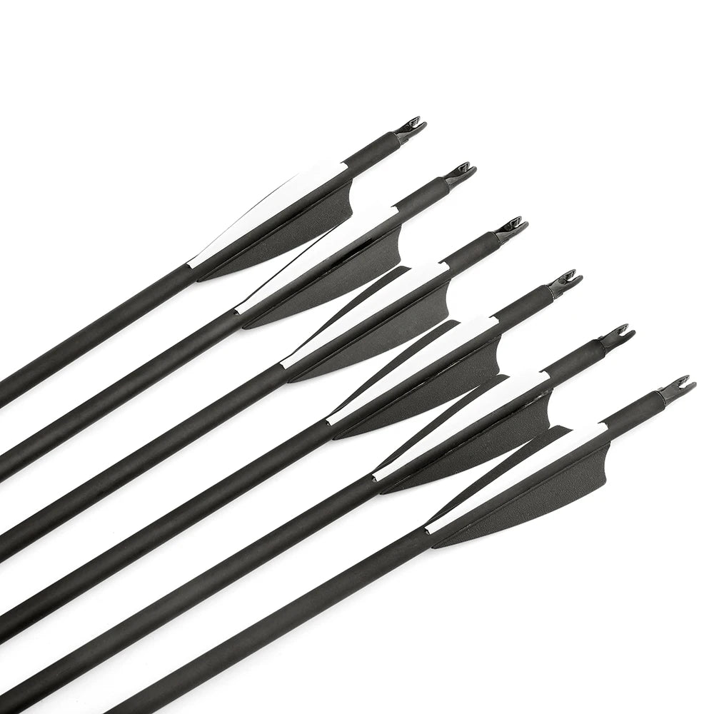 Mixed Carbon Arrows 12pcs 30/31.7 Inch Spine 500 with 3" Rubber Vanes 100 Grain Tips for Compound Recurve Bow Hunting Shooting Practice