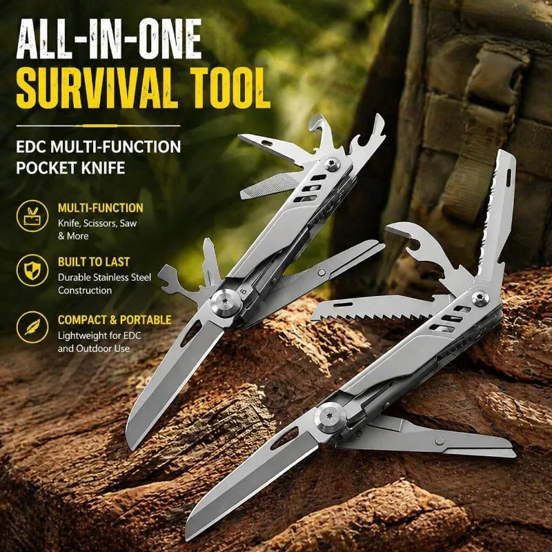 Multifunctional Sharp Pocket EDC Gear Portable Carry Utility Cutter Camping Survival Scissor Cutting Tool  Folding Saw Outdoor
