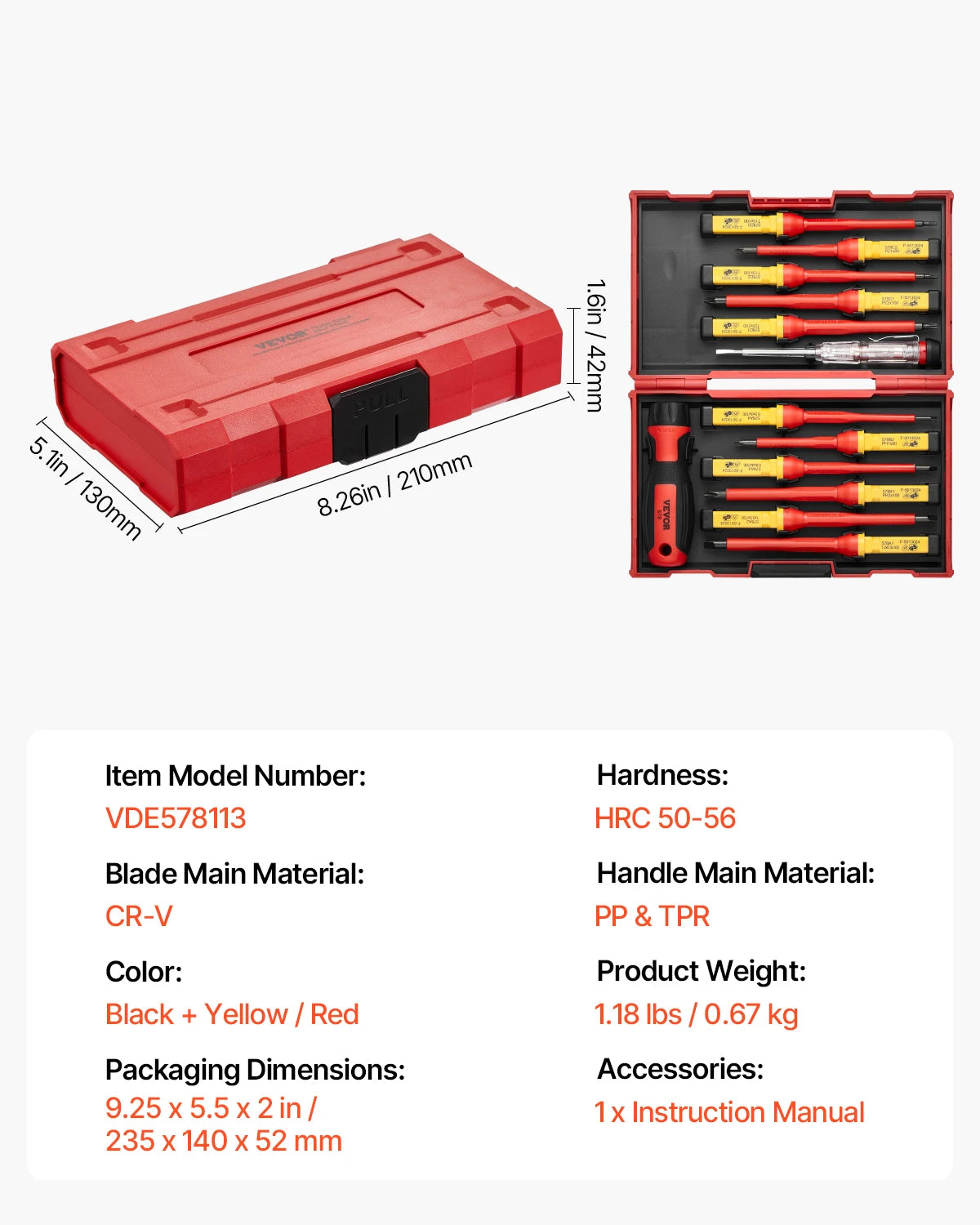 SucceBuy Insulated Screwdriver Set Professional Electrical Screwdriver Set 1000V Insulated Electrician Tool Set Magnetic Phillip