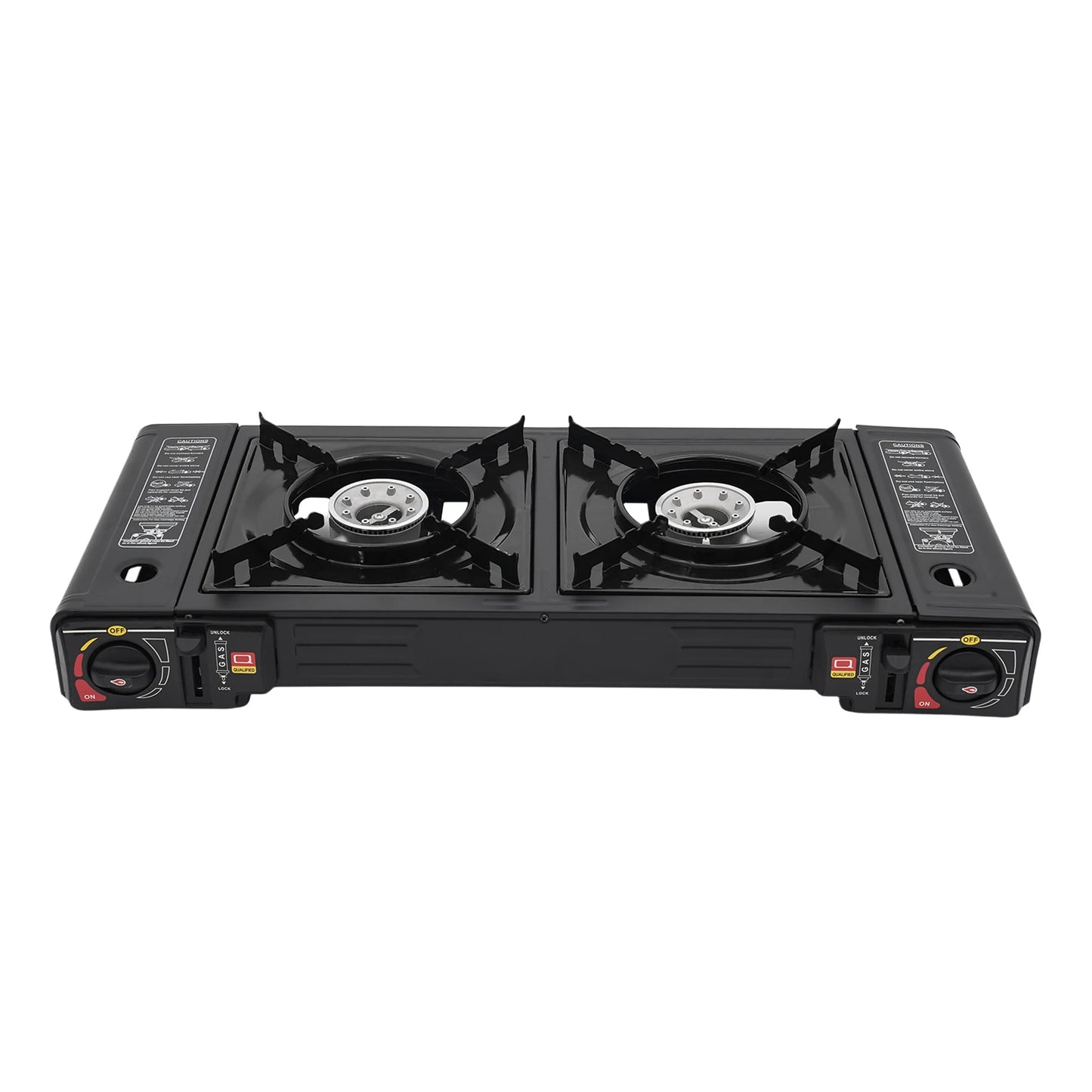 2 Burners Portable Camping Stove Set with Tray and Case Compact Outdoor Gas Cooker for Camping Picnic RV, Butane LPG Fuel