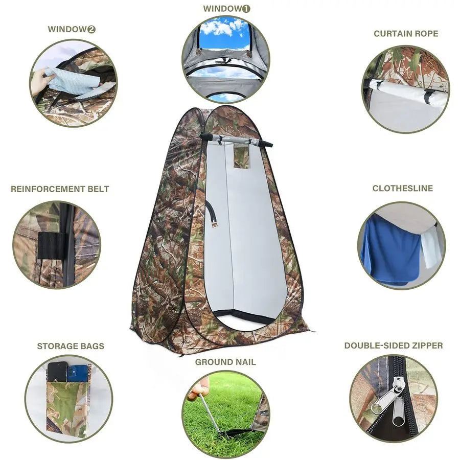 Pop Up Privacy Shower Tent Portable Outdoor Camping Bathroom Toilet Changing Dressing Room UPF40 Waterproof