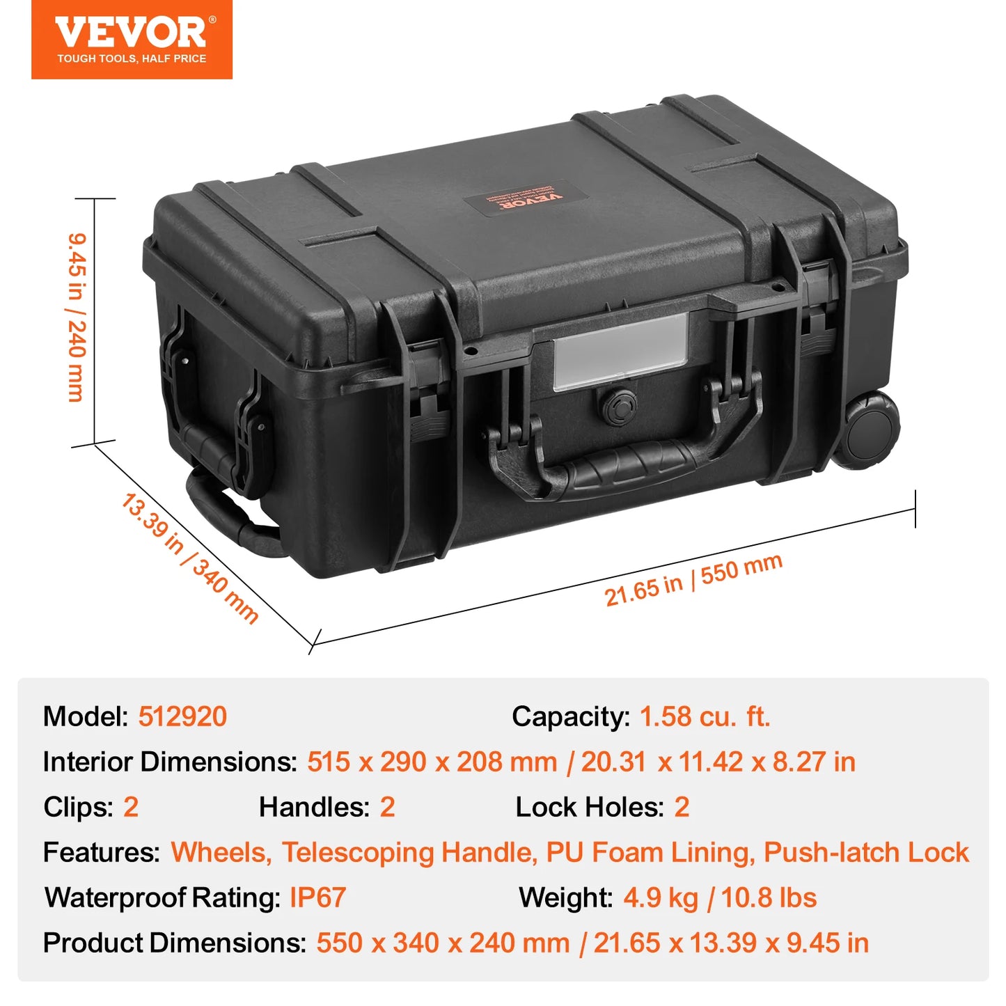 SucceBuy Weatherproof Hard Case HeavyDuty Protective Dry Box Case with Pre-cut Foam for Travel Hunting Military Tactical Cameras