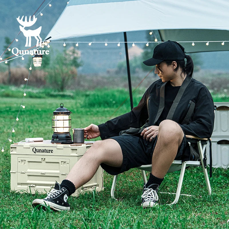 Qunature Camping Storage Box 60L Large Capacity Folding 26L Outdoor Garden Tools Portable Travel Picnic PP Sundry Box