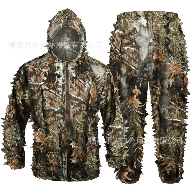 Summer Bionic Camouflage Hunting Suit Quick-Dry Breathable Outdoor Bird Watching Real CS Game Training Clothes
