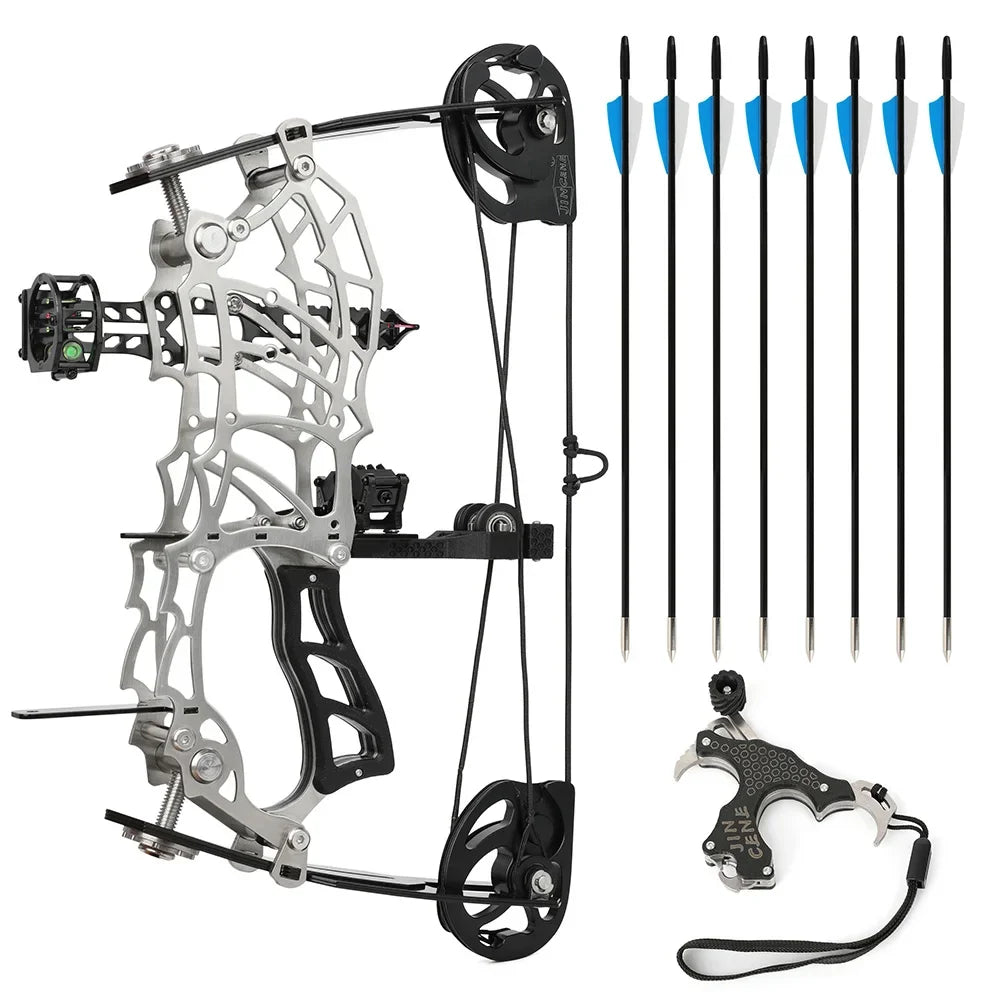 Archery Compound Bow 15-32lbs Adjustable Pulley Bow Right Hand Carbon Fiber Grip Target Practice Shooting Beginners Teen Youth