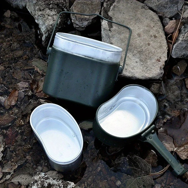 3PCS Portable Folding Travel Lunch Box Vintage Nostalgic Outdoor Multi-functional Lunch Box Set Water and Food Container