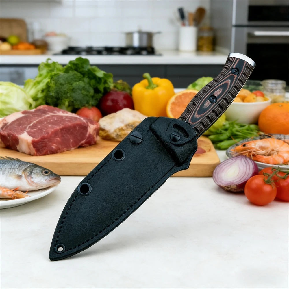 High Quality Fixed Blade Knife with Sheath D2 Steel Blade and G10 Handle Daily House Knife Kitchen Knife Cutting Meat Fish Tool